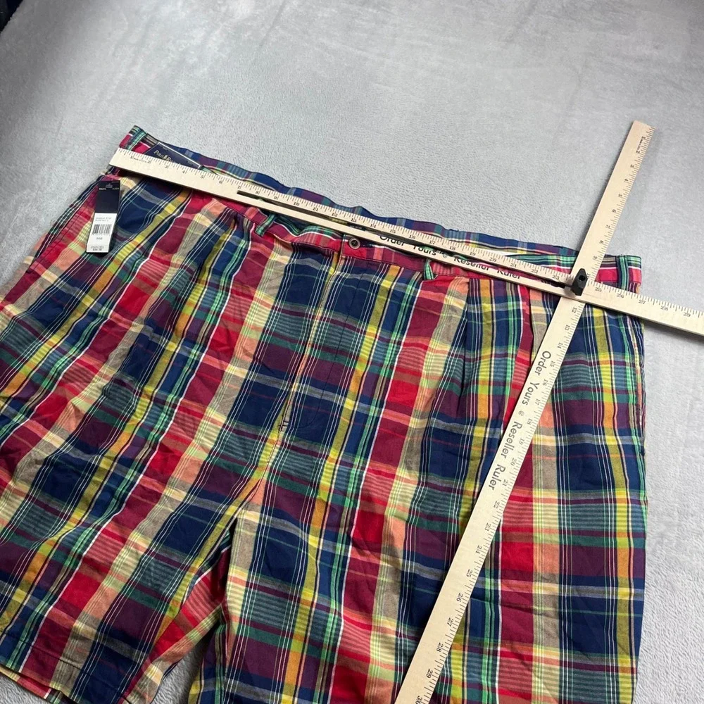 Polo Ralph Lauren Mens Big & Tall 56 Madras Plaid Pleated Shorts Multi 5838544
